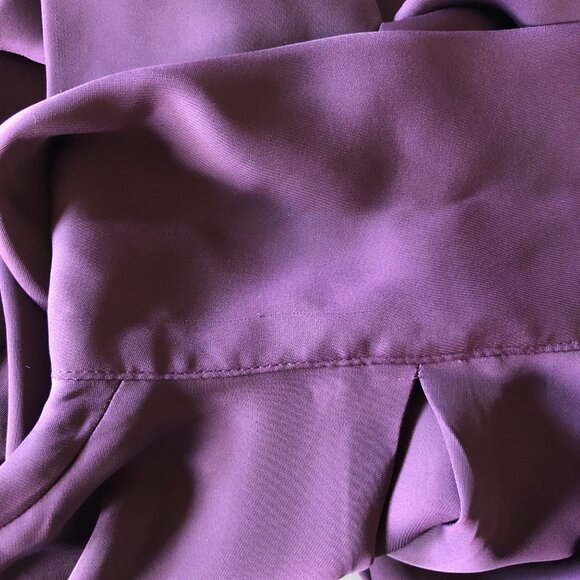 H&M Deep Purple Long-Sleeve Tie-Neck V-Neck Blouse Women's Size 2 Elegant Work - Picture 14 of 16